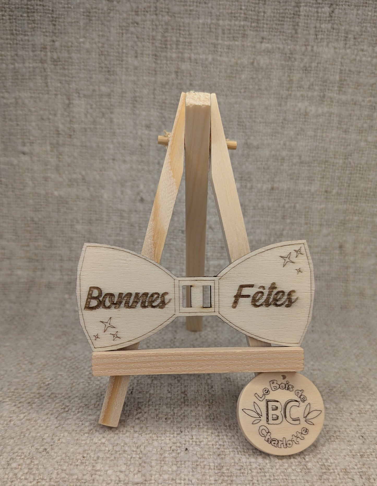Nœud de Papillon Gravé "Bonnes Fêtes"