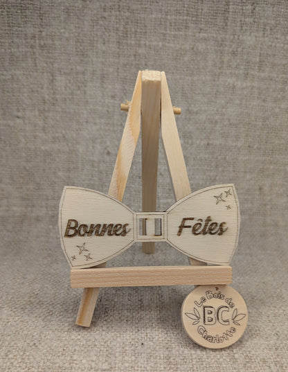 Nœud de Papillon Gravé "Bonnes Fêtes"
