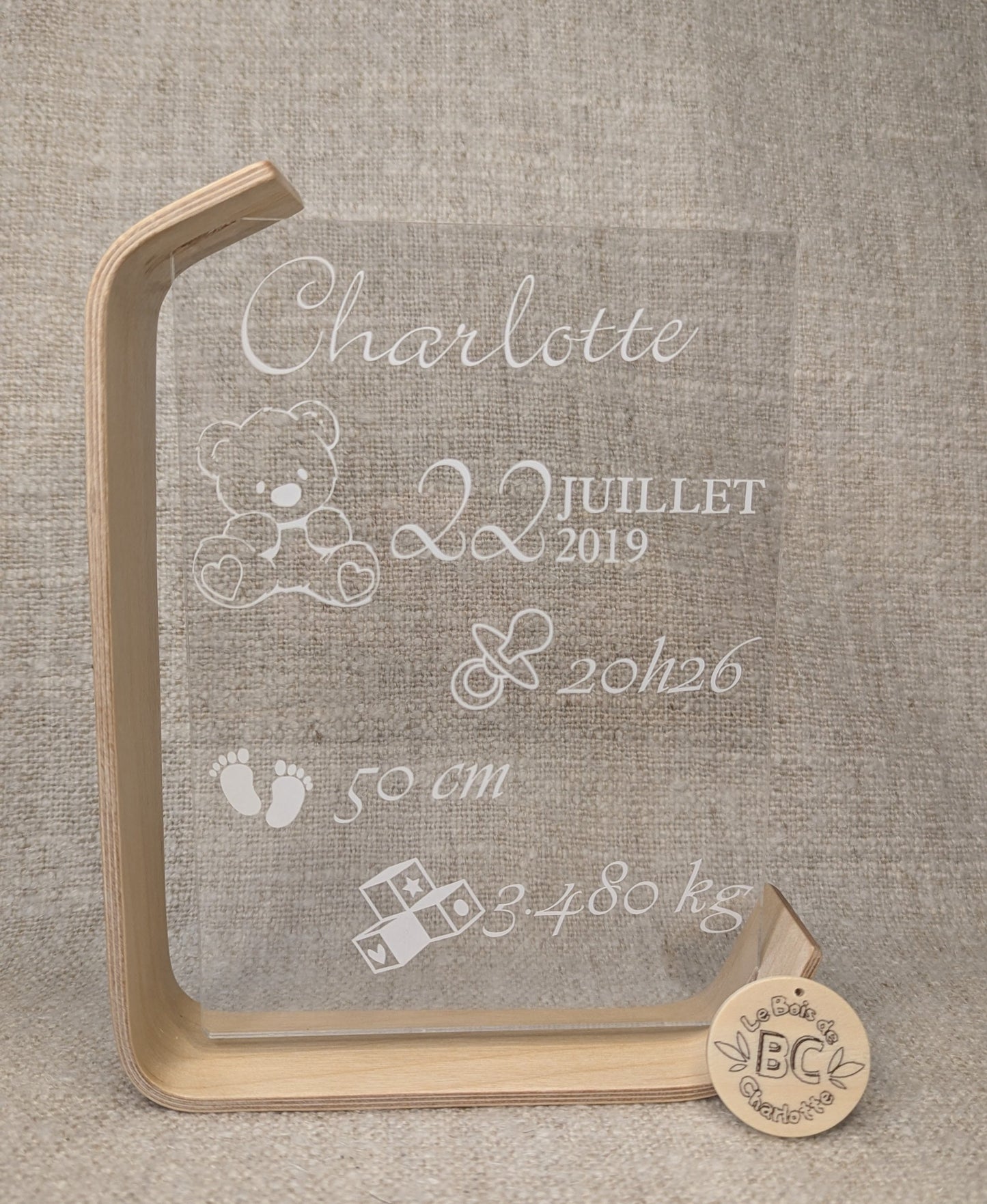 Cadre de Naissance Personnalisable – Un Souvenir Inoubliable pour Bébé